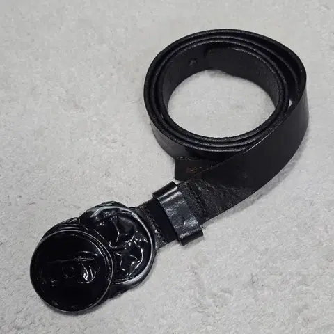 Diesel 디젤 블랙 골드 캔 버클 레더 벨트