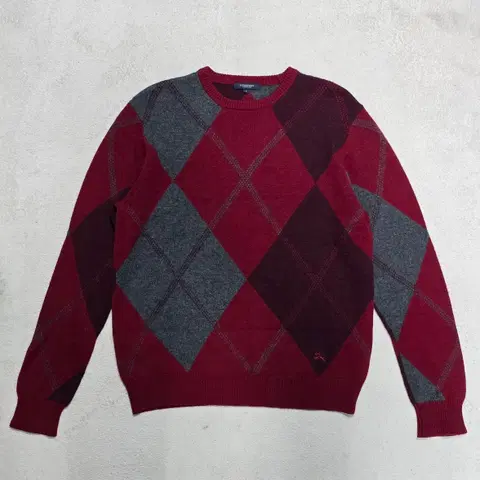 Burberry 버버리 아가일패턴 니트 레드 L 사이즈