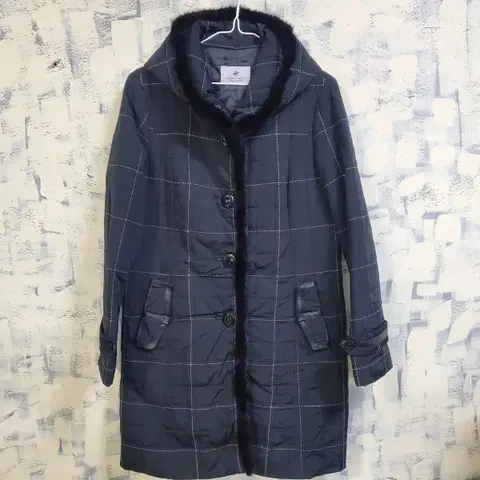 폴로클럽 밍크 소가죽 체크 패딩 94