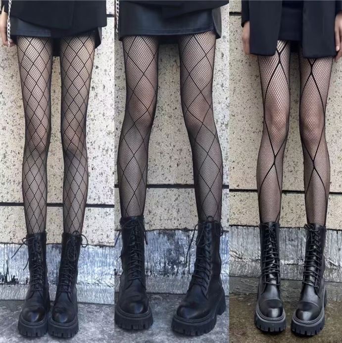 다이아몬드 패턴 검정 팬티스타킹