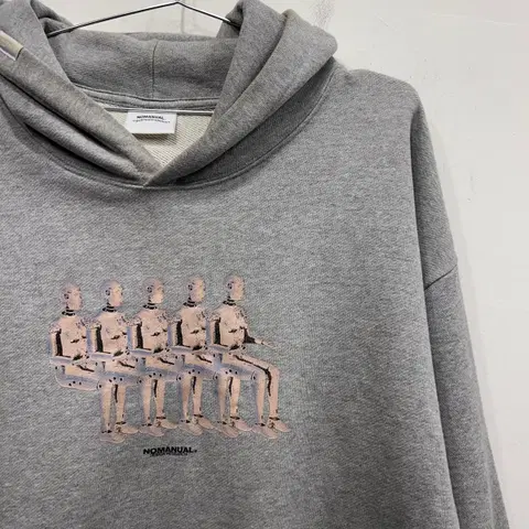 노매뉴얼 안드로이드 논스트링 오버핏 후드티