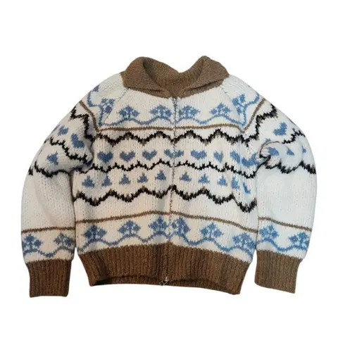 빈티지 패턴 니트 집업 가디건