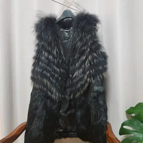 MUST BE 모피 베스트 블랙 여성용