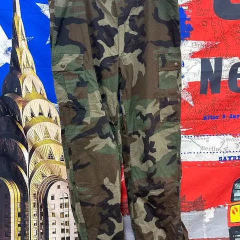 s급빈티지 카모밀리터리 와이드 팬츠 36