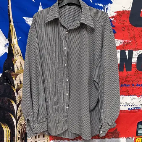 필드트립 빈티지 스트라이프 오버핏 벌룬셔츠 XL105