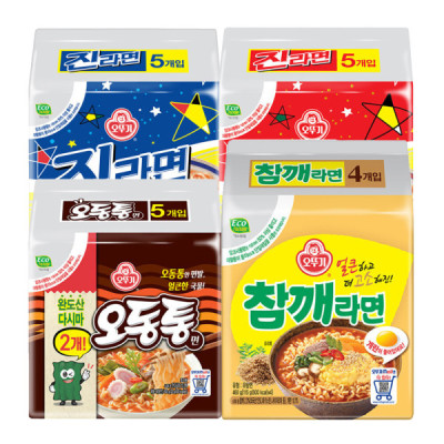 오뚜기 인기라면 19개 (매운맛5+순한맛5+오동통5+참깨라면4)