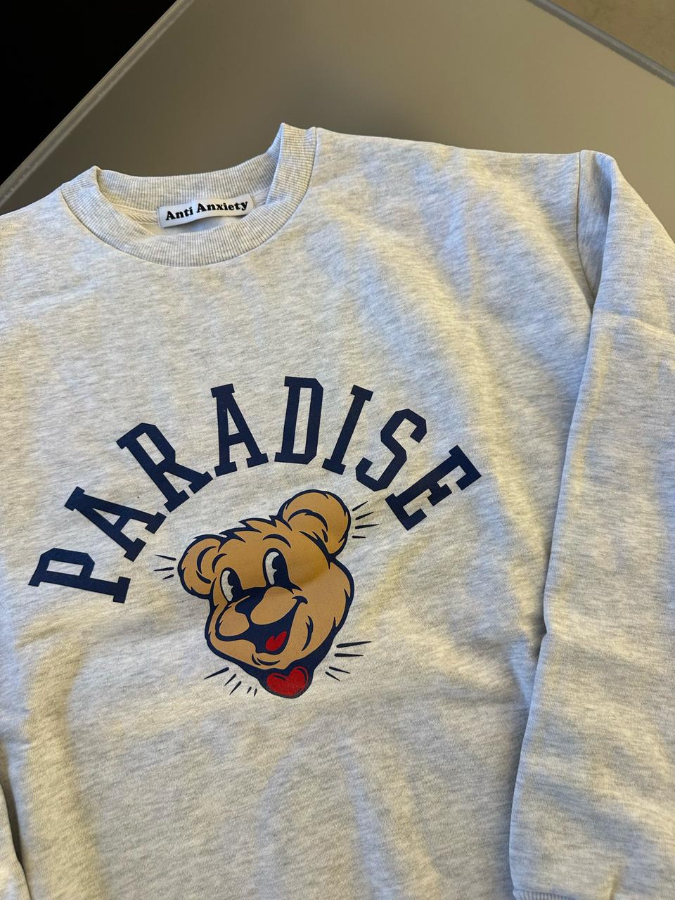 antianxiety 파라다이스 곰돌이 맨투맨 티셔츠