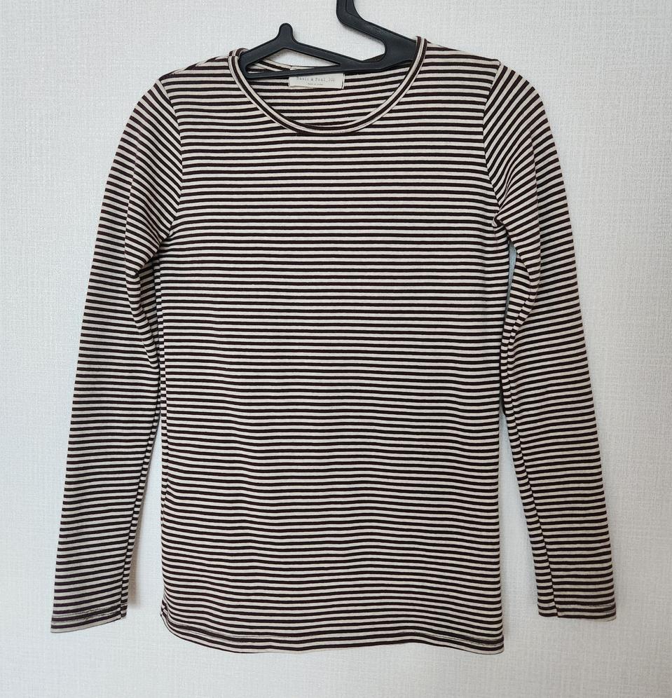 의류 여성 상의 긴팔 브라운줄무늬 프리사이즈