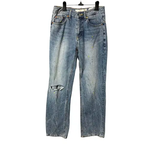 44 페이탈리즘 라이트인디고 페인팅 데님 팬츠