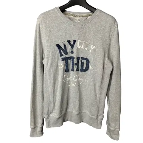 L 타미힐피거 그레이 맨투맨 티셔츠