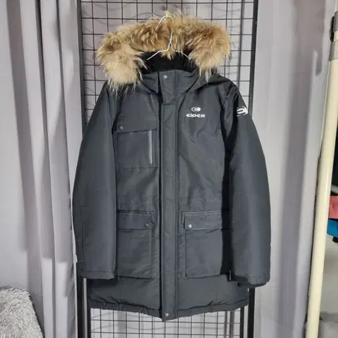 아이더 패딩 스텔라 덕다운 후드 퍼 점퍼 자켓 블랙 100