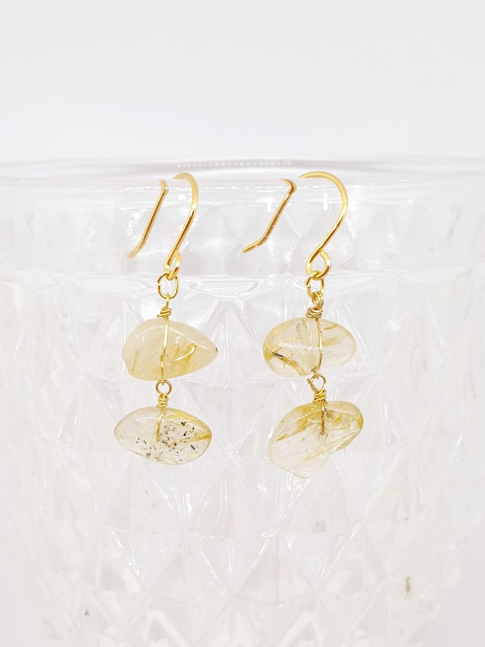 루틸원석 귀걸이