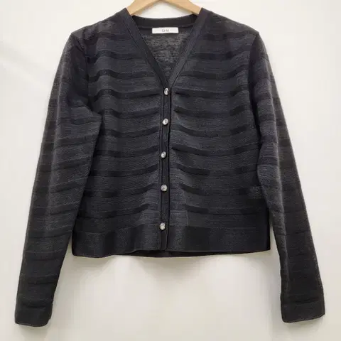 sjsj 린넨 블렌드 스트라이프 브이넥 가디건 25ss