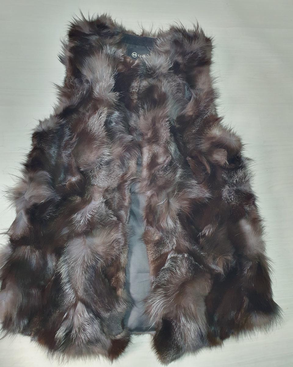 천연 폭스퍼 100% 여성 베스트 조끼 55사이즈