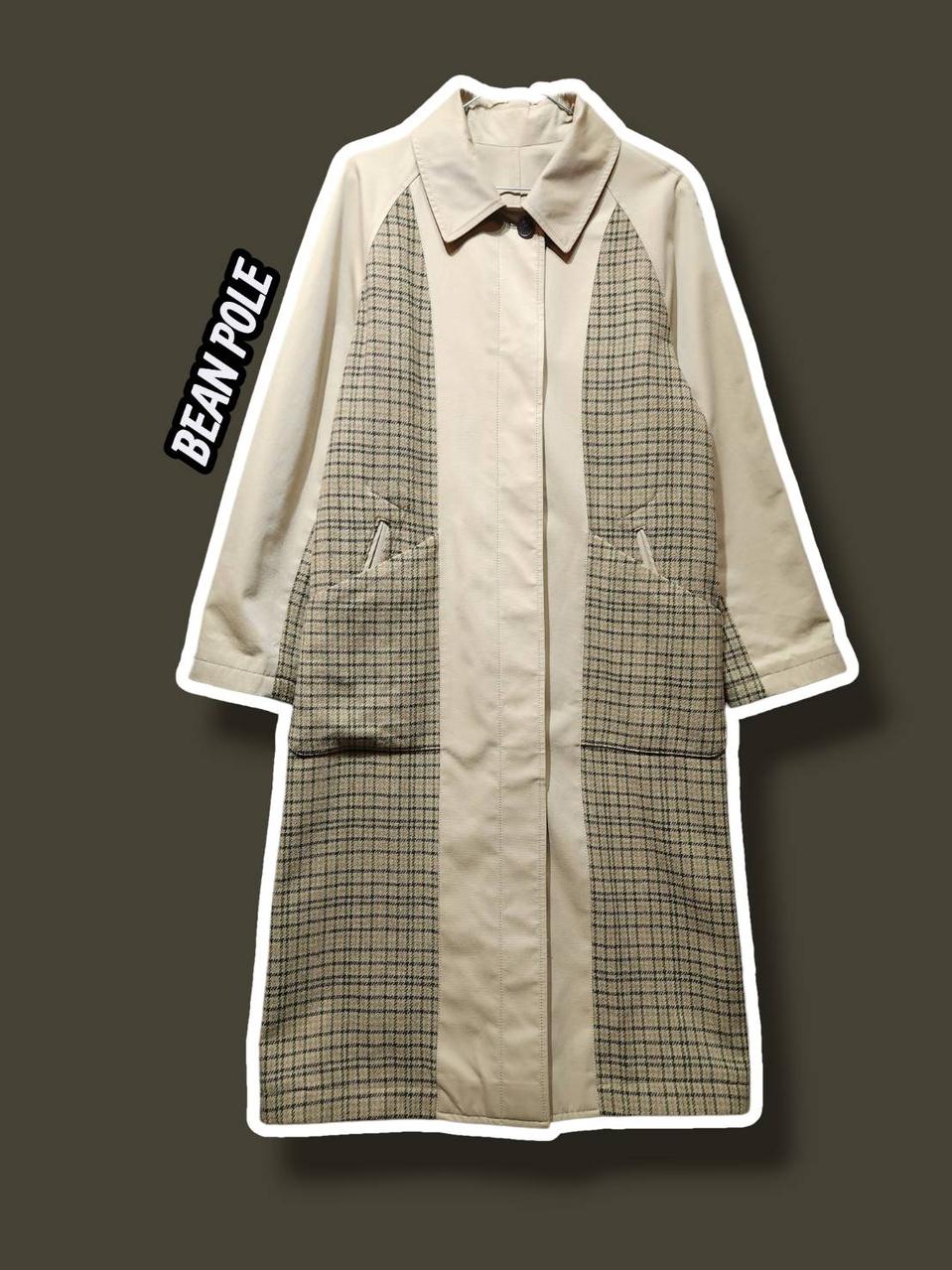 90/ 빈폴 레이디스 울 체크 리버시블 트렌치코트 베이지 /1222