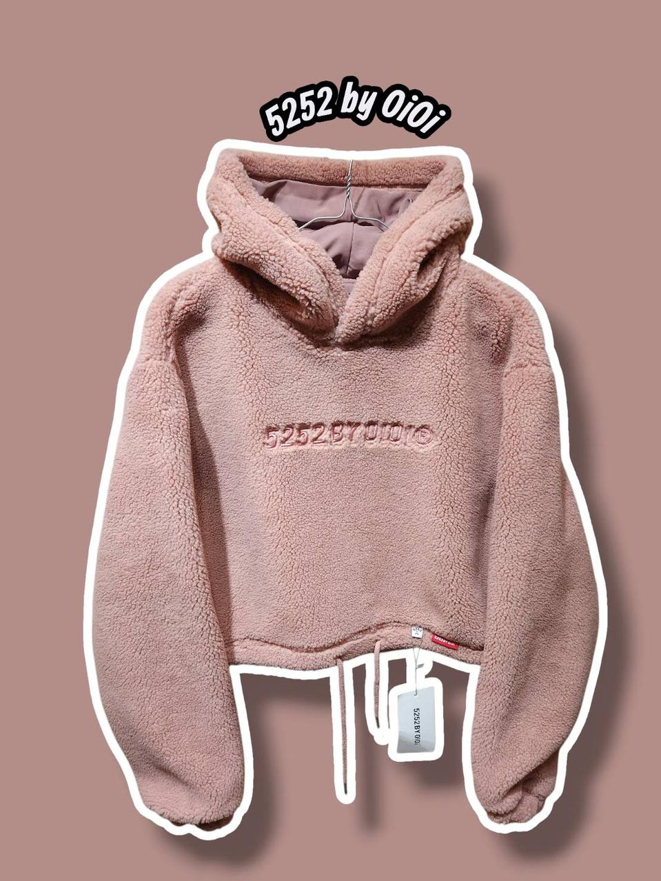F/ 오아이오아이 페이크 퍼 크롭후드 핑크 새상품 /1222