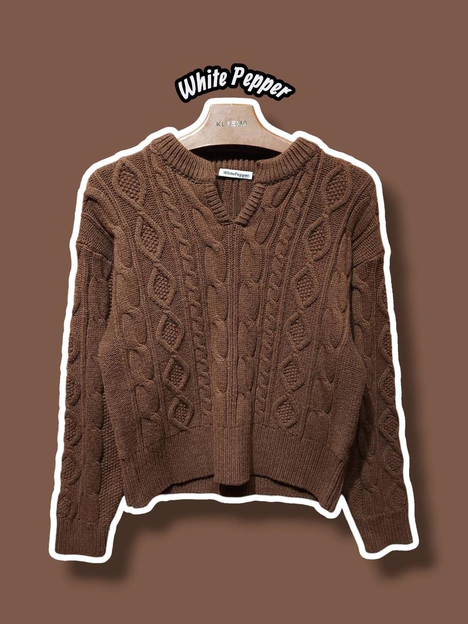 F/ 화이트페퍼 꽈배기니트 브라운 /1222