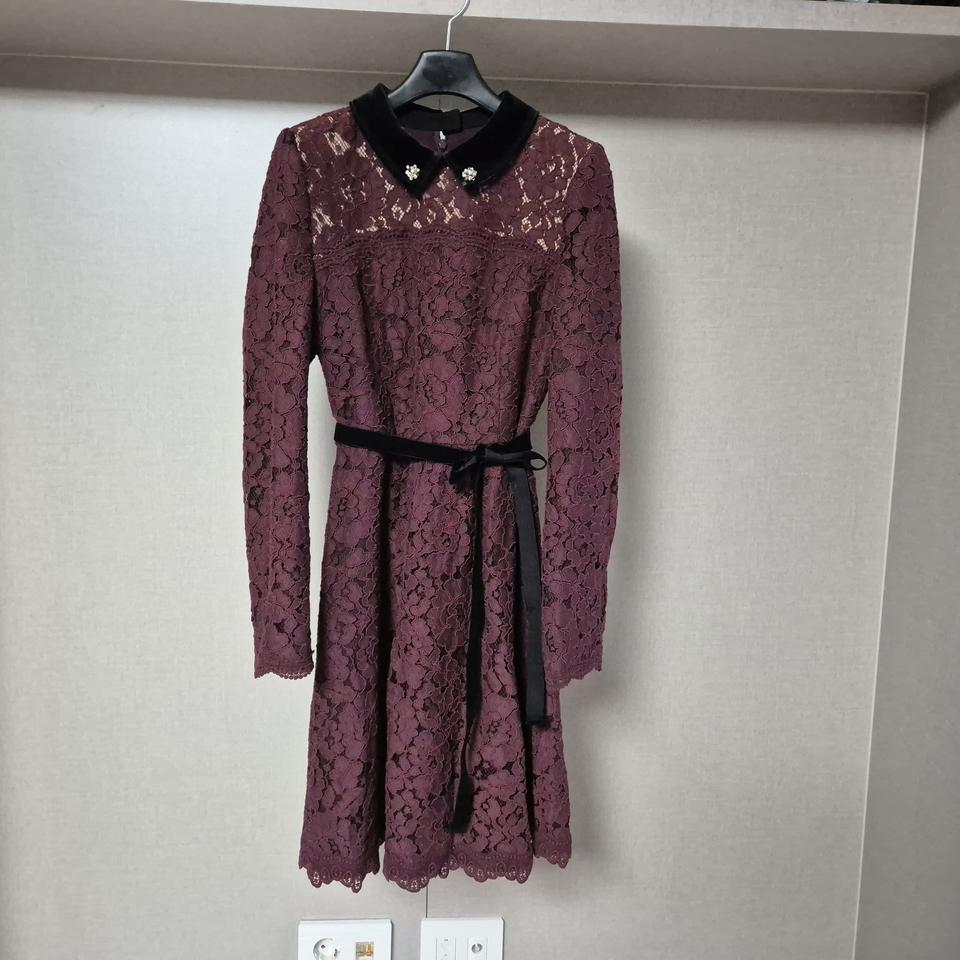 55)케네스레이디 여성 레이스 벨벳카라 원피스 