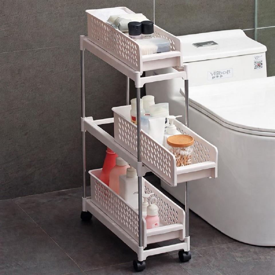 공간활용 틈새 선반 슬라이딩 서랍형  수납 선반   슬림  이동식 수납함