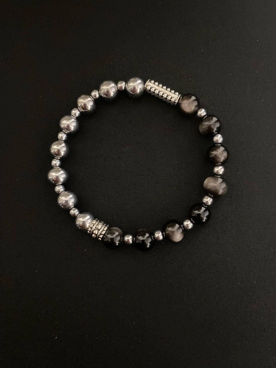 실버 오닉스 헤마타이트 팔찌
