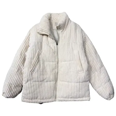 캐주얼 크림 코듀로이 푸퍼 패딩 FREE