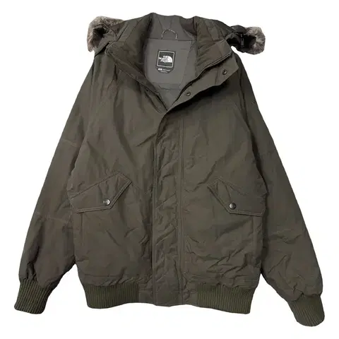 노스페이스 하이벤트 카키 후드 퍼 구스다운 패딩 M