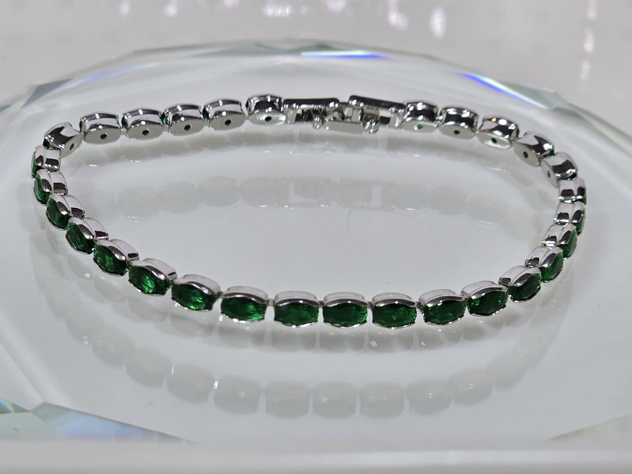 에메랄드 큐빅 테니스 팔찌