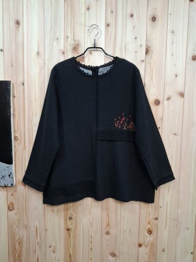 자수 면 블라우스