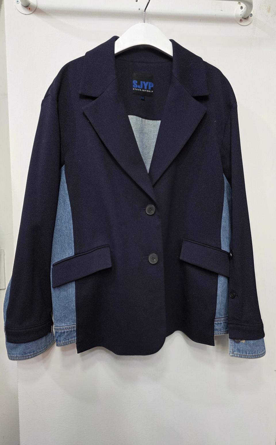 SJYP 여성 오버핏 백데님 자켓