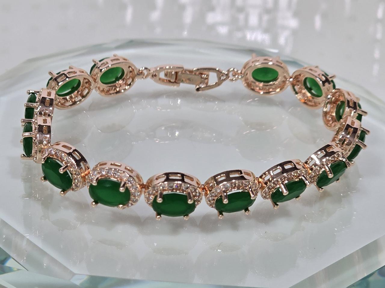 그린 색상의 큐빅 테니스 팔찌