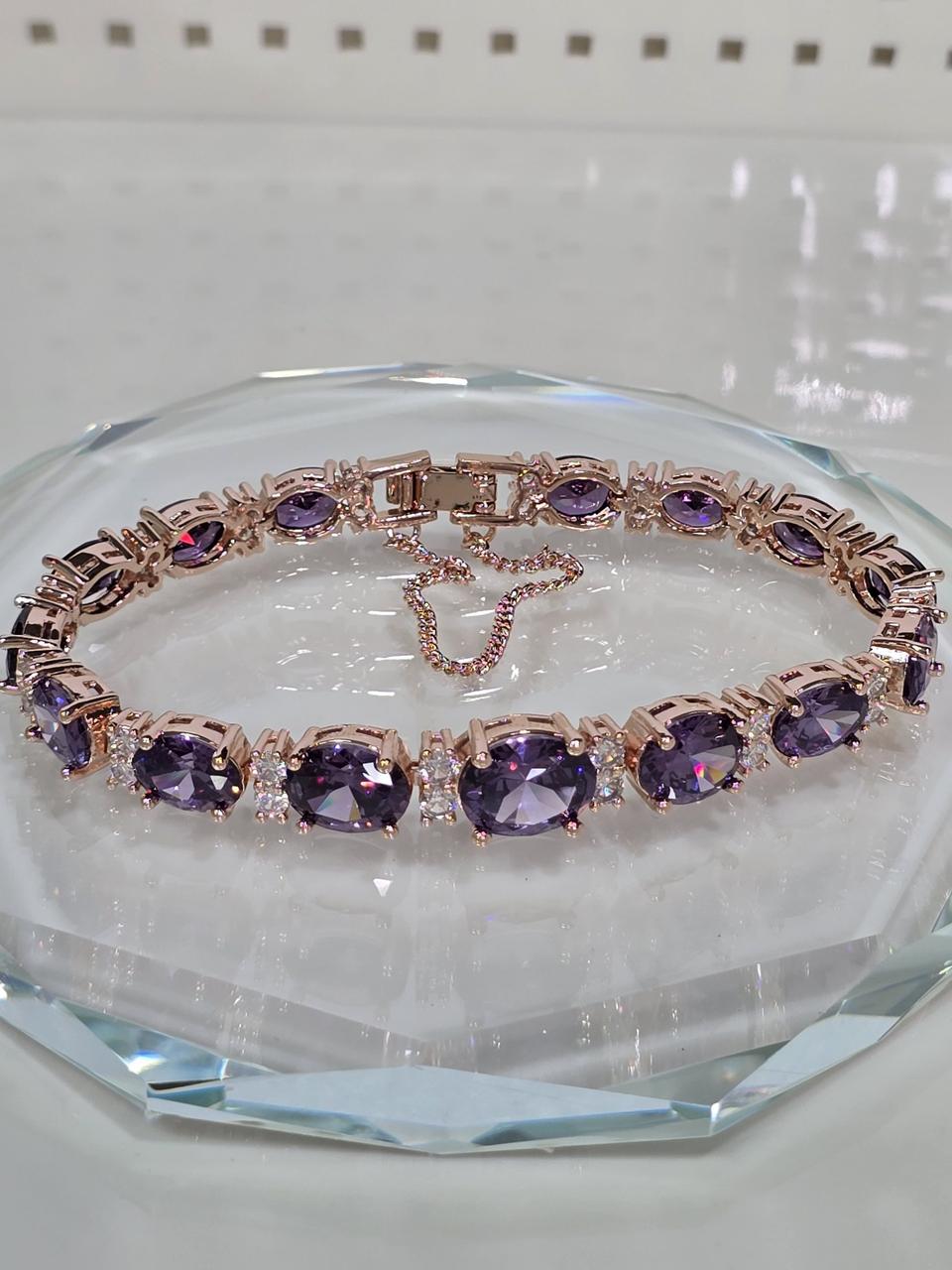 보라색 큐빅 테니스 팔찌