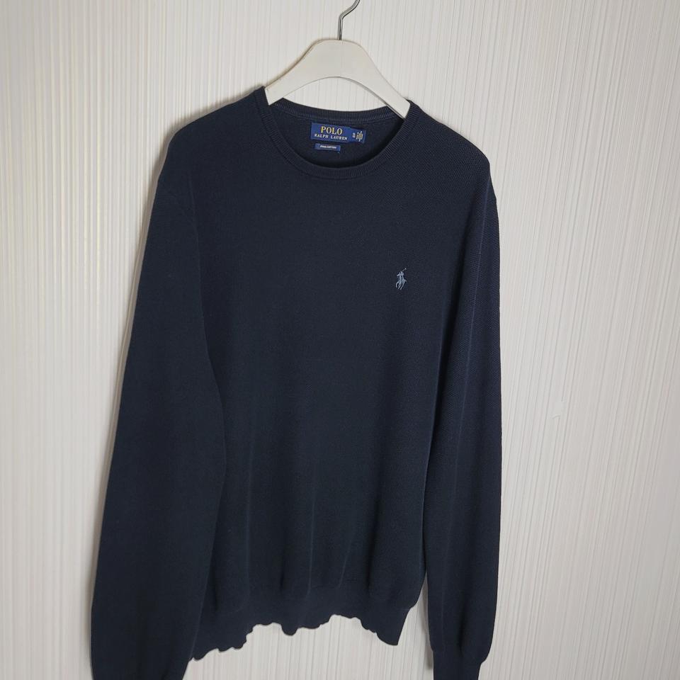 XL 폴로 피마코튼 니트 라운드 블랙