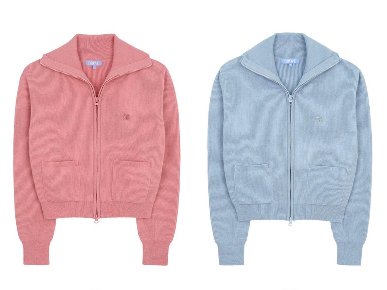 그로브 POUT 가디건 핑크, 블루 [차정원 착용]