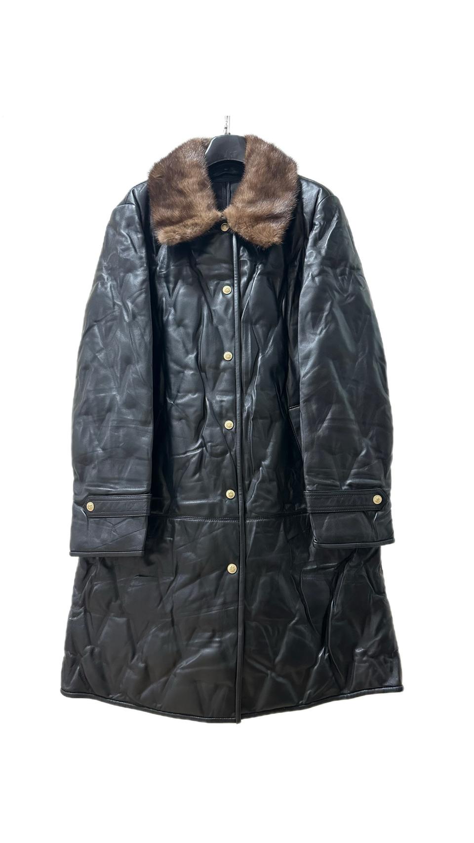 (새상품) ANSICH 밍크 카라 양가죽 구스퀼팅 롱 코트