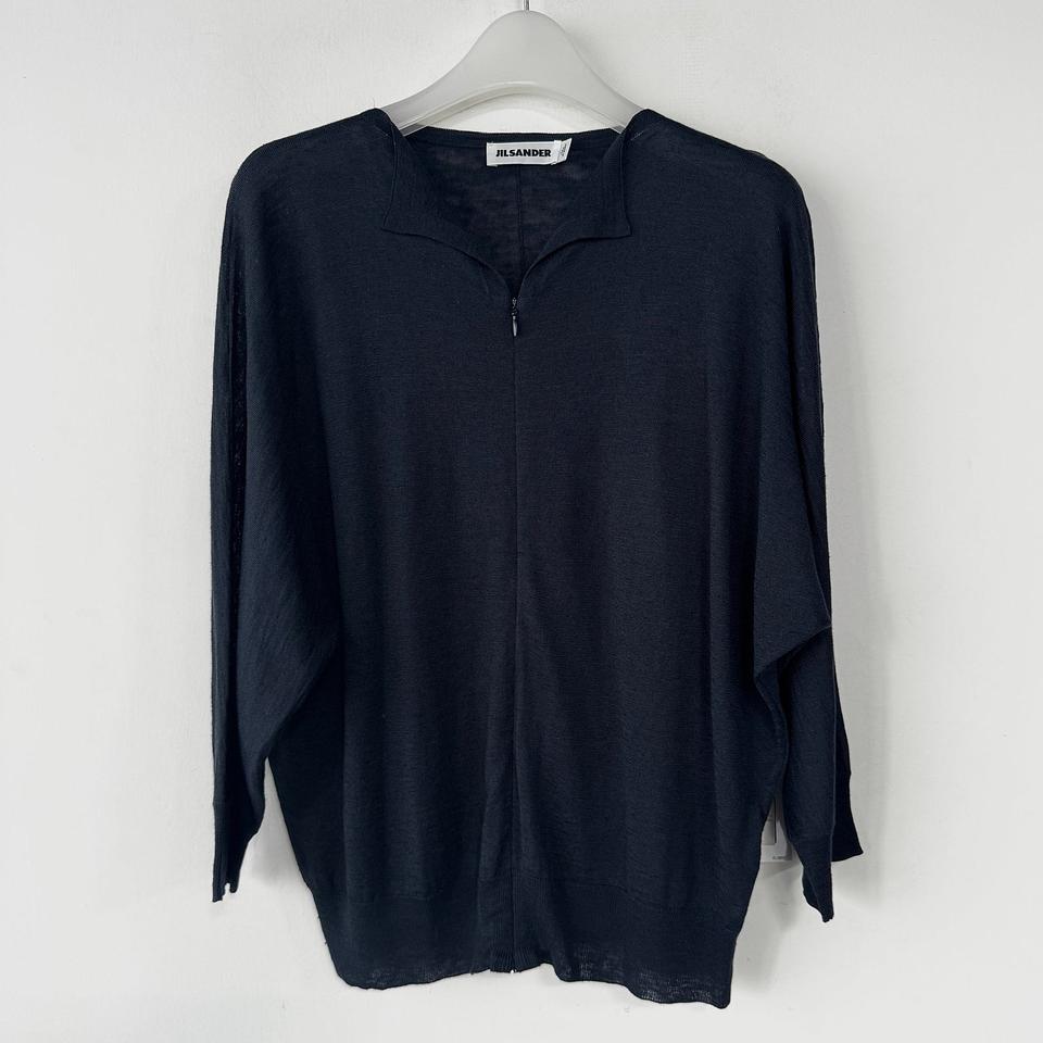 질샌더 실크 블렌드 집업 가디건