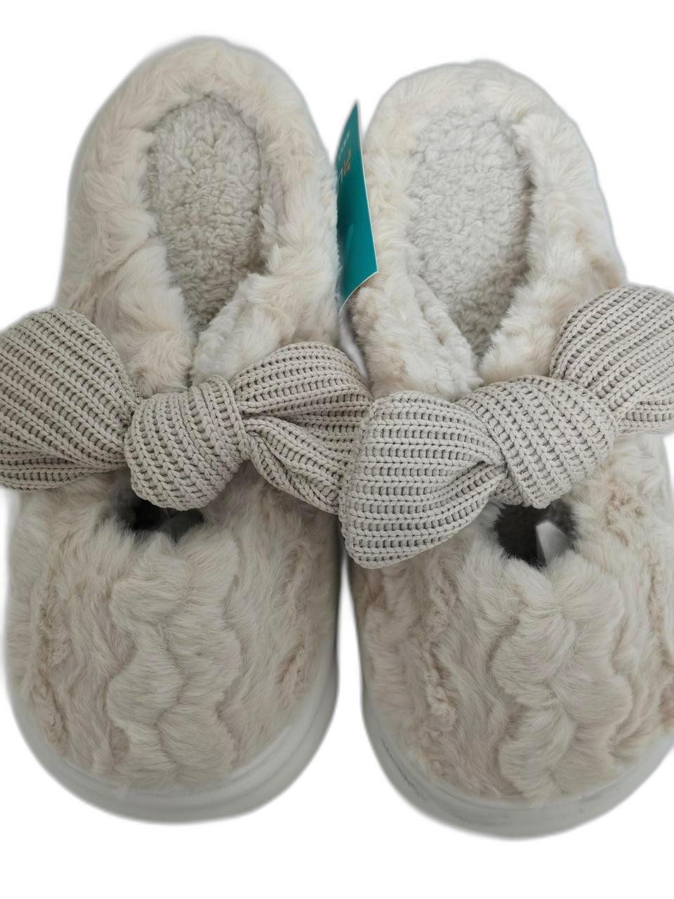 귀여운 리본 털 슬리퍼 아이보리 L 새상품