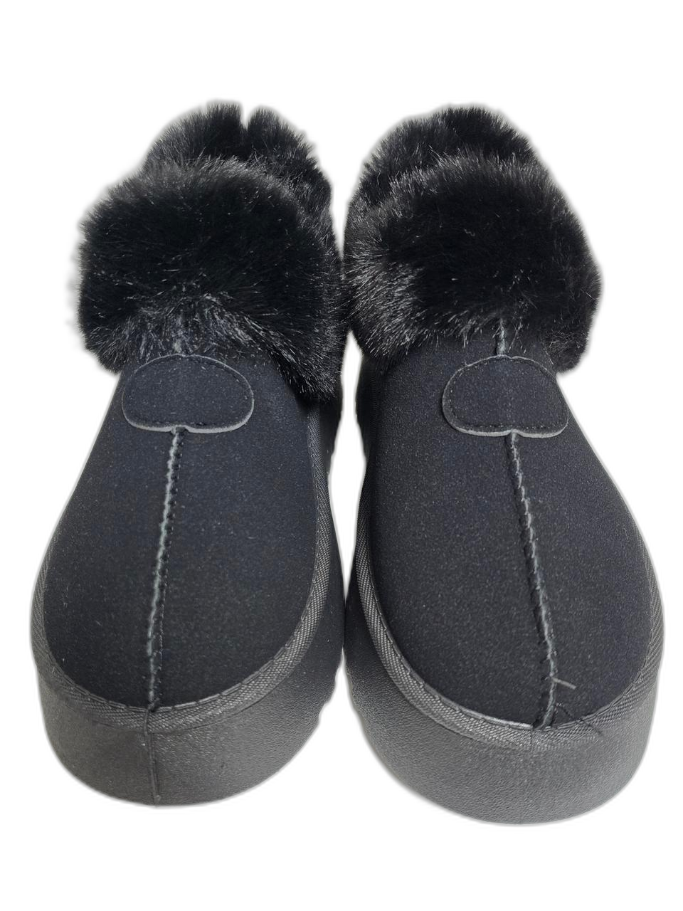 블랙 퍼 통굽 숏 부츠  39(245) 새상품