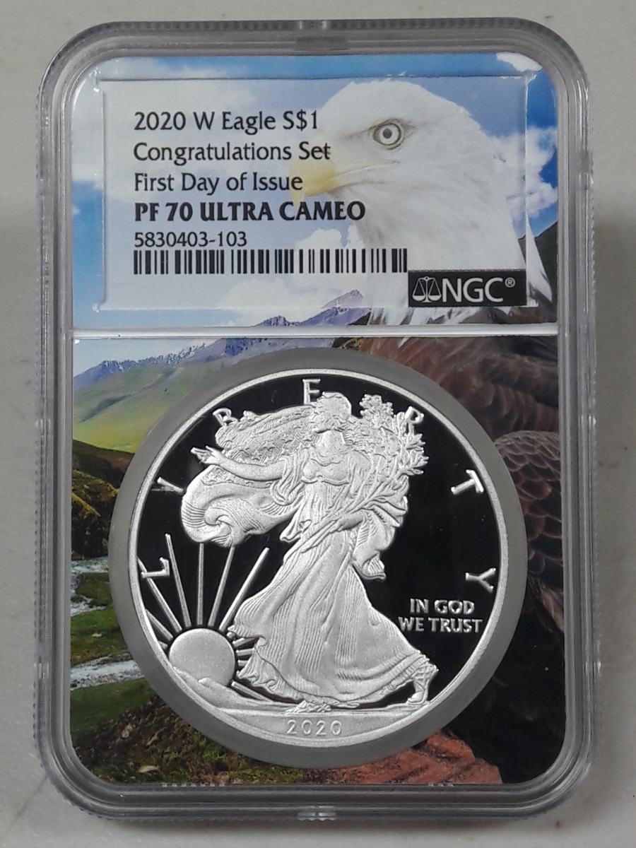 2020년 w 미국 실버이글 초판 1OZ NGC PF70 최고등급 은화