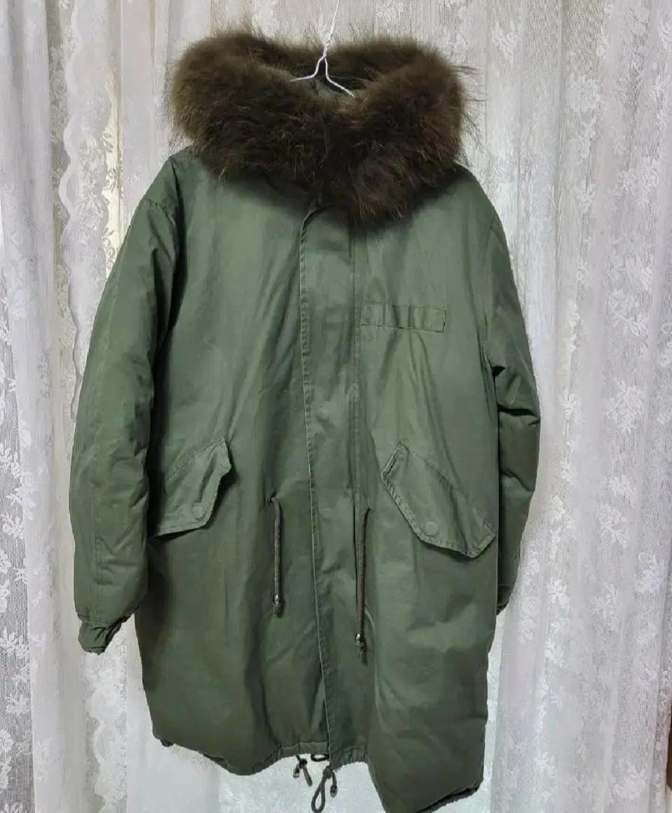 리얼 폭스털  솜털 깃털 롱 야상점퍼