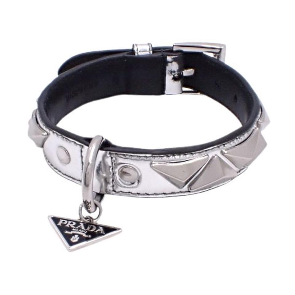 새상품 프라다 강아지 목줄 목걸이 스터드 실버