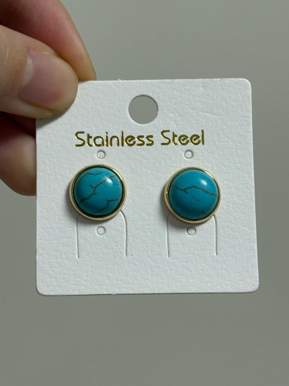 써지컬 터키석 딱붙 귀걸이