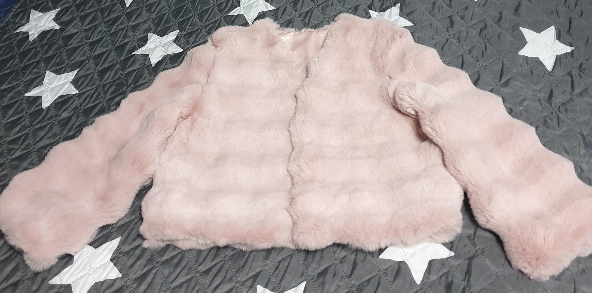 인조모피 크롭 웨이브 퍼 자켓 라이트핑크 (F)