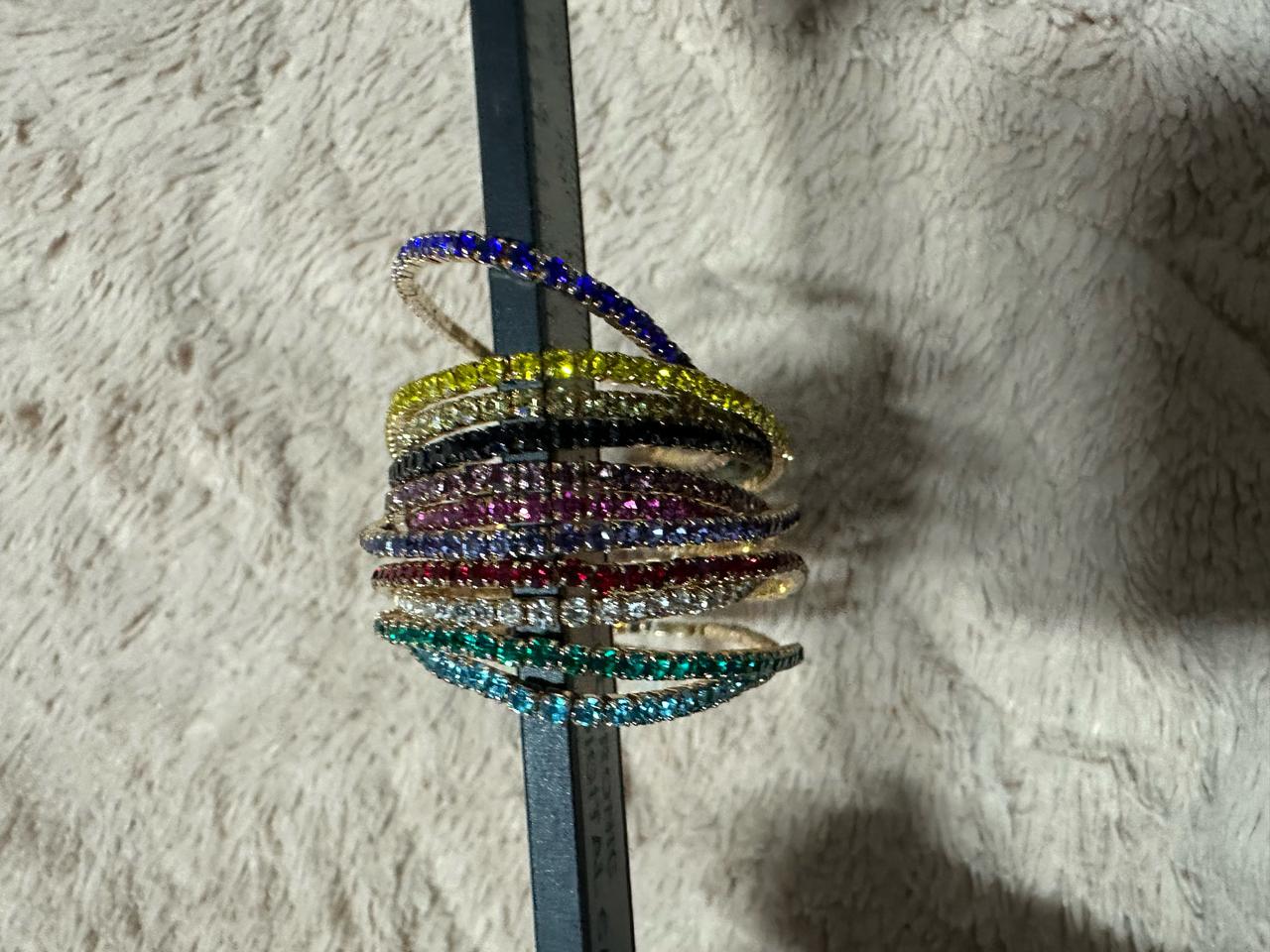 미사용 11종 멀티 컬러 큐빅 테니스 팔찌 (컬러 믹스 세트)판매합니다