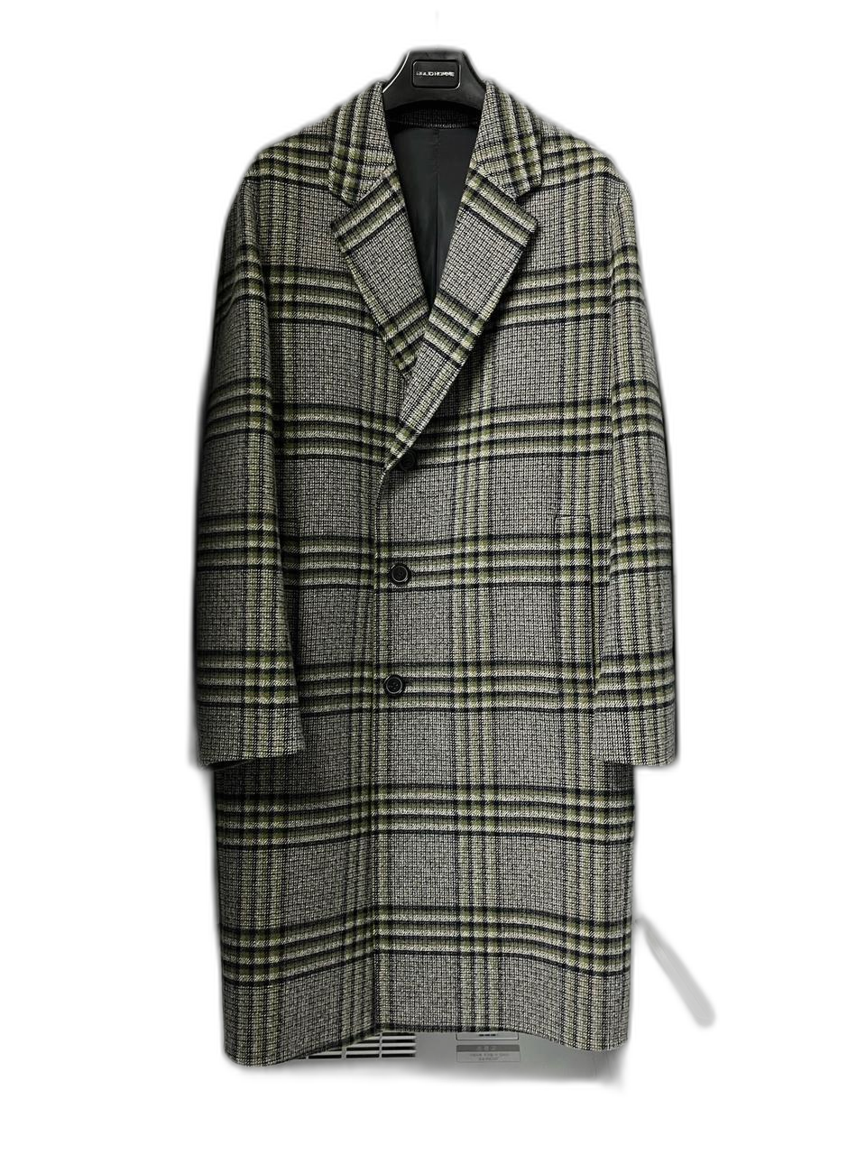 솔리드옴므 체크 세미오버핏 핸드메이드 코트 46사이즈