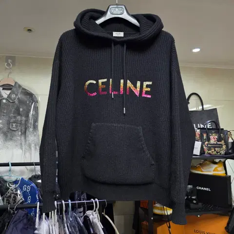 {Xs}[실측M~L]셀린느 리브드 니트 후드티