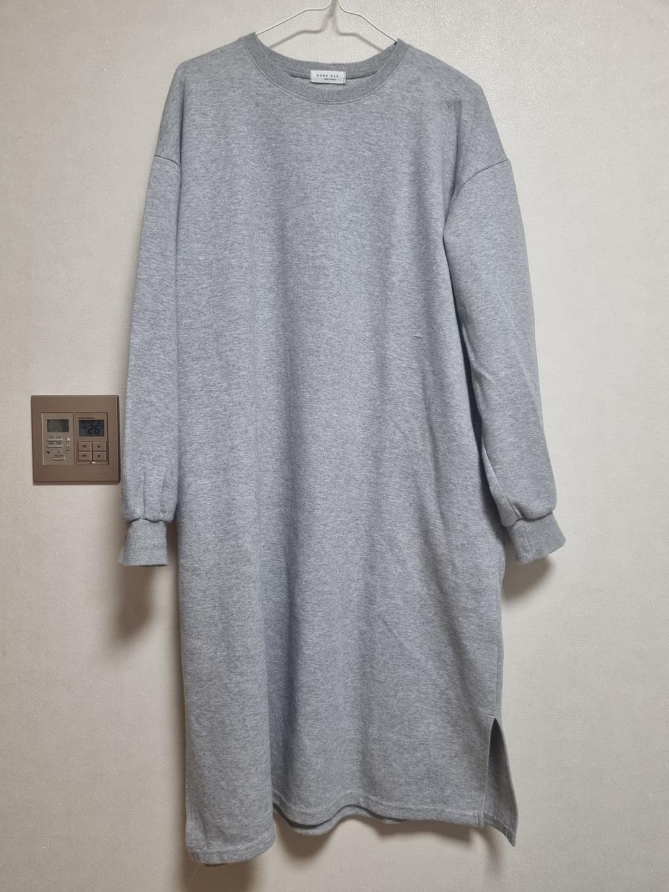 여성용 회색 롱 맨투맨 원피스