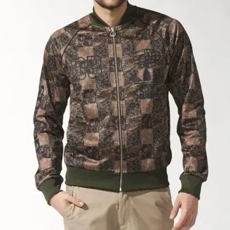 XL 아디다스 슈퍼스타 멀티 카모 체크 트랙탑 져지 자켓