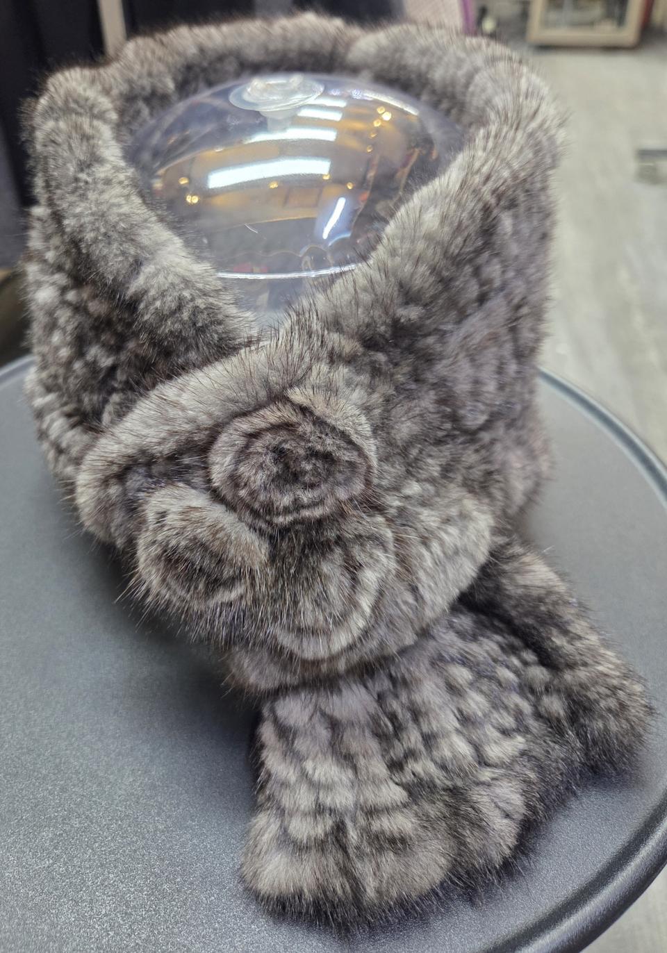 InterLogo 그레이 니팅 밍크 머플러