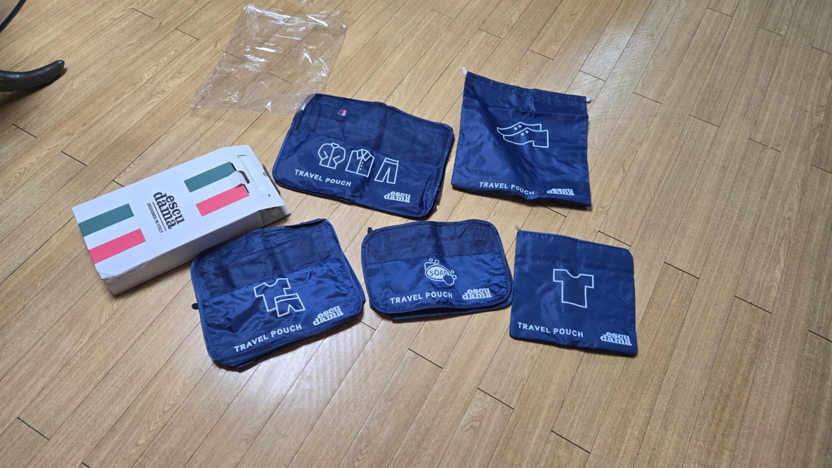 이태리 에스쿠다마 여행용 파우치 5종 세트/새상품