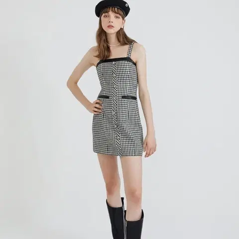 신스덴 깅엄체크 뷔스티에 미니 원피스 S사이즈 44~55